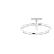 14K White Initial T Ring
