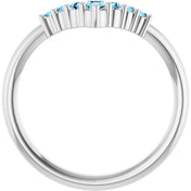 Sterling Silver Natural Aquamarine Graduated V Ring