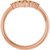 14K Rose Natural Citrine Graduated V Ring
