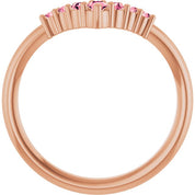 14K Rose Natural Pink Tourmaline Graduated V Ring