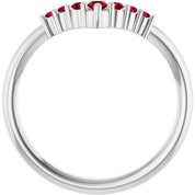 14K White Natural Ruby Graduated V Ring