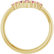 14K Yellow Natural Pink Tourmaline Graduated V Ring