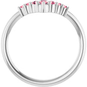 Platinum Natural Pink Tourmaline Graduated V Ring