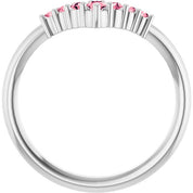 Platinum Natural Pink Tourmaline Graduated V Ring