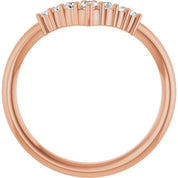 14K Rose Natural White Sapphire Graduated V Ring