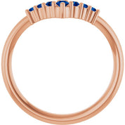 14K Rose Natural Blue Sapphire Graduated V Ring