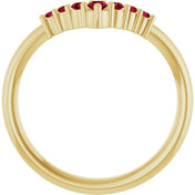 14K Yellow Natural Ruby Graduated V Ring