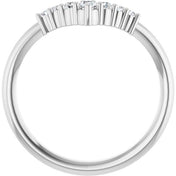 14K White Natural White Sapphire Graduated V Ring