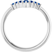 Platinum Natural Blue Sapphire Graduated V Ring