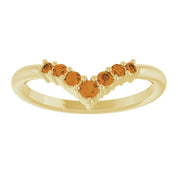 14K Yellow Natural Citrine Graduated V Ring