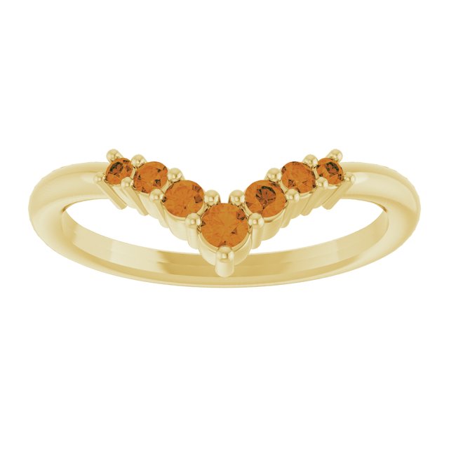 14K Yellow Natural Citrine Graduated V Ring