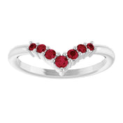 Sterling Silver Natural Ruby Graduated V Ring