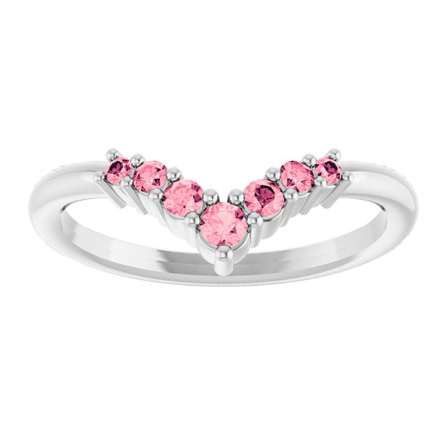 Platinum Natural Pink Tourmaline Graduated V Ring