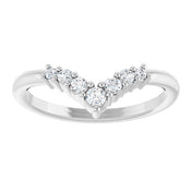 Platinum Natural White Sapphire Graduated V Ring