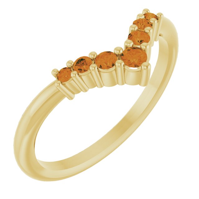 14K Yellow Natural Citrine Graduated V Ring