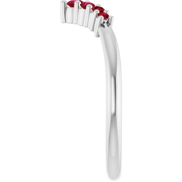 Platinum Natural Ruby Graduated V Ring