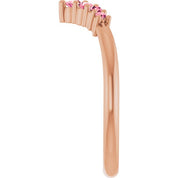 14K Rose Natural Pink Tourmaline Graduated V Ring