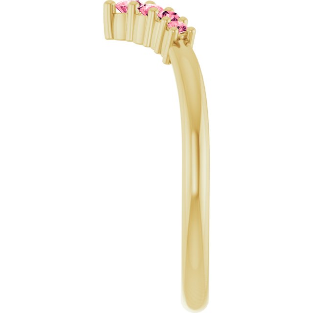 14K Yellow Natural Pink Tourmaline Graduated V Ring