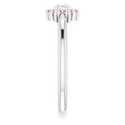 Sterling Silver Natural Pink Tourmaline & .06 CT Natural Diamond Flower Ring