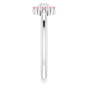 Sterling Silver Natural Pink Tourmaline & .06 CT Natural Diamond Flower Ring