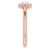 14K Rose Natural Pink Tourmaline & .06 CT Natural Diamond Flower Ring