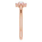 14K Rose Natural Pink Tourmaline & .06 CT Natural Diamond Flower Ring