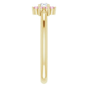 14K Yellow Natural Pink Tourmaline & .06 CT Natural Diamond Flower Ring