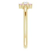 14K Yellow Natural Pink Tourmaline & .06 CT Natural Diamond Flower Ring