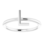 14K White Initial L Ring
