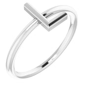 14K White Initial L Ring