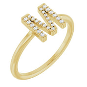 14K Yellow .07 CTW Natural Diamond Initial M Ring