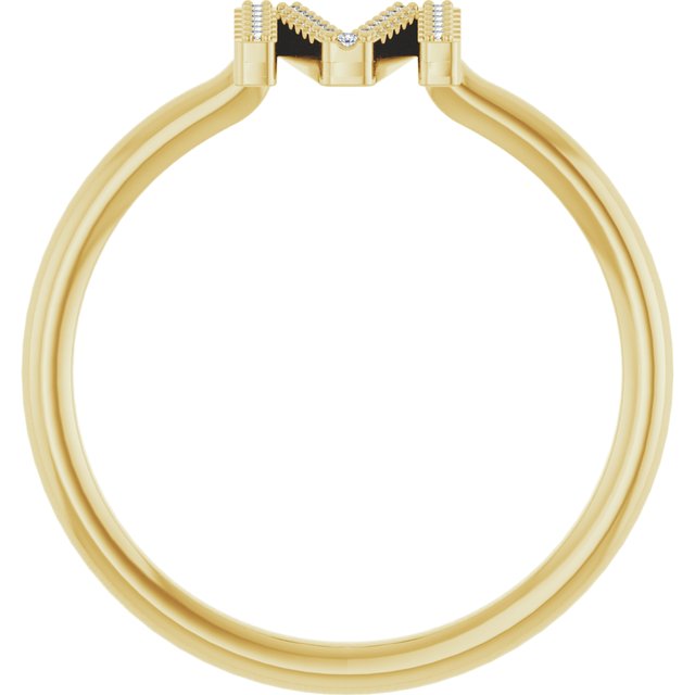 14K Yellow .07 CTW Natural Diamond Initial M Ring