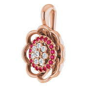 14K Rose Natural Ruby & 1/6 CTW Natural Diamond Pendant