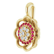 14K Yellow Natural Ruby & 1/6 CTW Natural Diamond Pendant