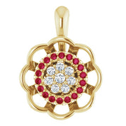 14K Yellow Natural Ruby & 1/6 CTW Natural Diamond Pendant