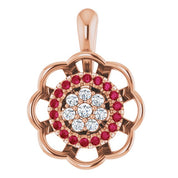 14K Rose Natural Ruby & 1/6 CTW Natural Diamond Pendant