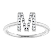 Sterling Silver .07 CTW Natural Diamond Initial M Ring