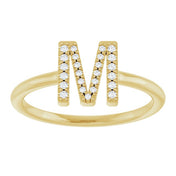 14K Yellow .07 CTW Natural Diamond Initial M Ring