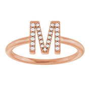 14K Rose .07 CTW Natural Diamond Initial M Ring