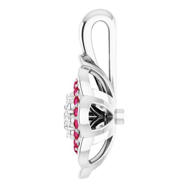 Sterling Silver Natural Ruby & 1/6 CTW Natural Diamond Pendant