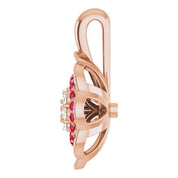 14K Rose Natural Ruby & 1/6 CTW Natural Diamond Pendant