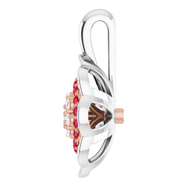 14K White/Rose Natural Ruby & 1/6 CTW Natural Diamond Pendant