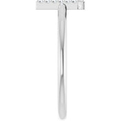 14K White .04 CTW Natural Diamond Initial T Ring