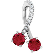 Sterling Silver Lab-Grown Ruby & .05 CTW Natural Diamond Pendant