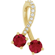 14K Yellow Natural Ruby & .05 CTW Natural Diamond Pendant