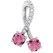 Platinum Natural Pink Tourmaline & .05 CTW Natural Diamond Pendant