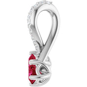 Sterling Silver Lab-Grown Ruby & .05 CTW Natural Diamond Pendant