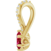 14K Yellow Natural Ruby & .05 CTW Natural Diamond Pendant