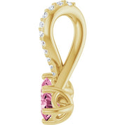 14K Yellow Natural Pink Tourmaline & .05 CTW Natural Diamond Pendant