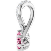 Platinum Natural Pink Tourmaline & .05 CTW Natural Diamond Pendant